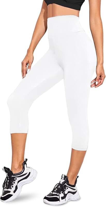 Women's High Waist Tummy Control Capri Leggings