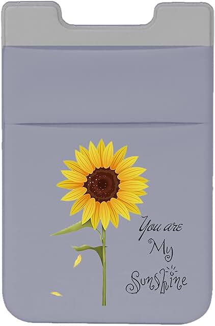 Stretchy Sunflower Cell Phone Card Holder for Cards and Keys