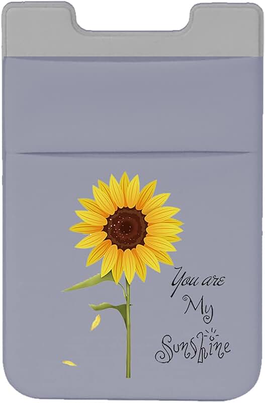 Stretchy Sunflower Cell Phone Card Holder for Cards and Keys