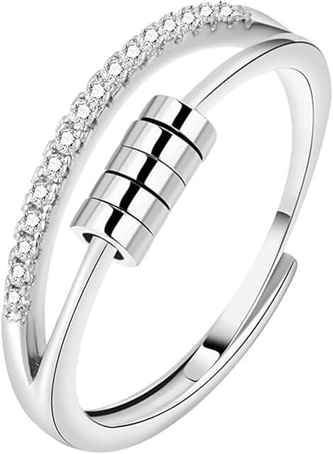Sterling Silver Adjustable Anxiety Ring for Women