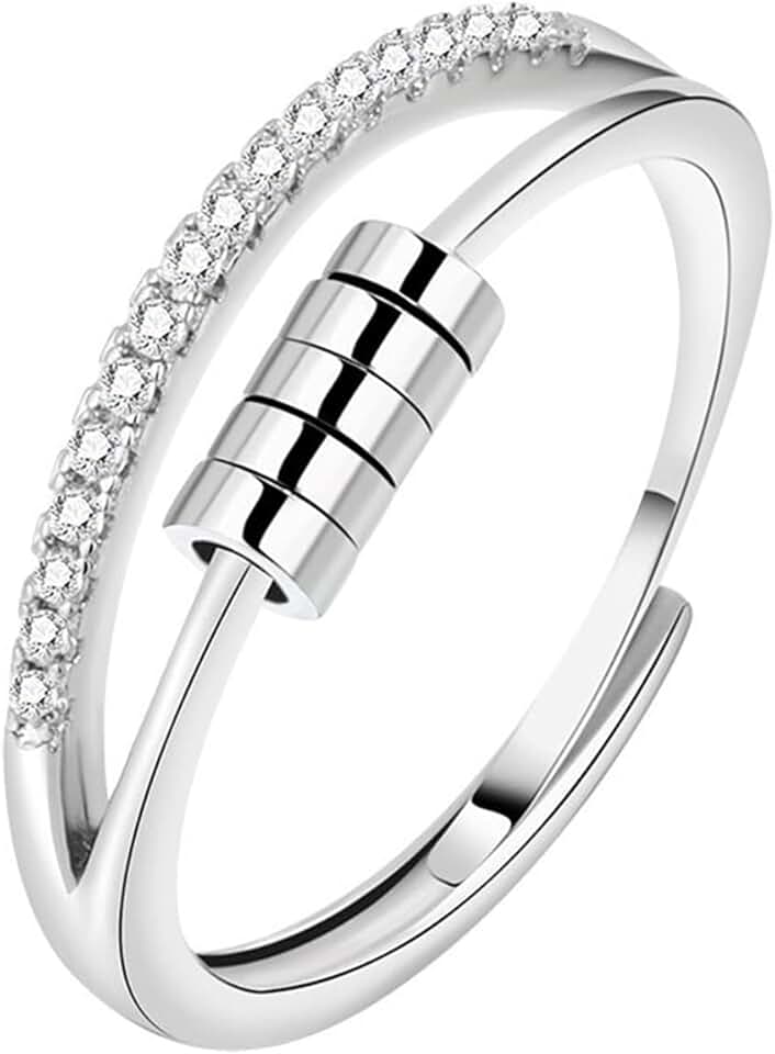Sterling Silver Adjustable Anxiety Ring for Women