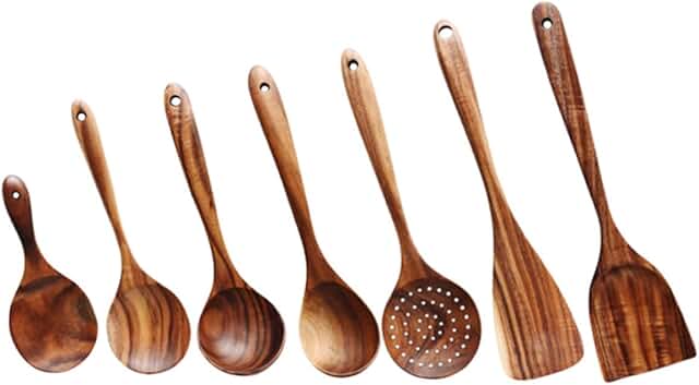Ergonomic Wooden Spatula and Cooking Spoon Set