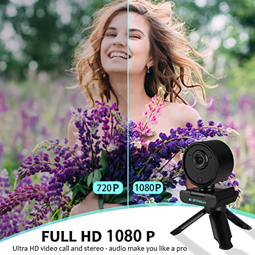 AI Auto Tracking Webcam with Microphone, 1080P Computer Camera with Remote Control for Calls/Conference/Streaming, YouTube/Zoom/Skype