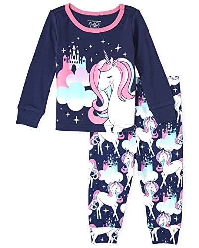 Single Baby Toddler Girls Long Sleeve Snug Fit Cotton 2 Piece Pajamas, Shipyard, 0-3 Months