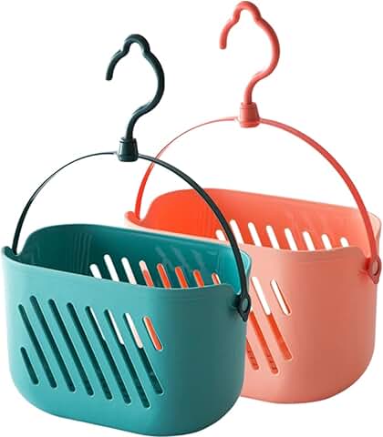 Two Plastic Hanging Storage Baskets for Kitchen and Bathroom