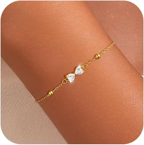 Dainty Bow Bracelet in Silver and Gold Plated with Cubic Zirconia