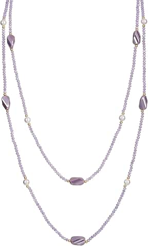 Dainty Reflective Glass Bead Long Necklace for Women