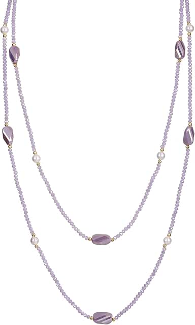 Dainty Reflective Glass Bead Long Necklace for Women