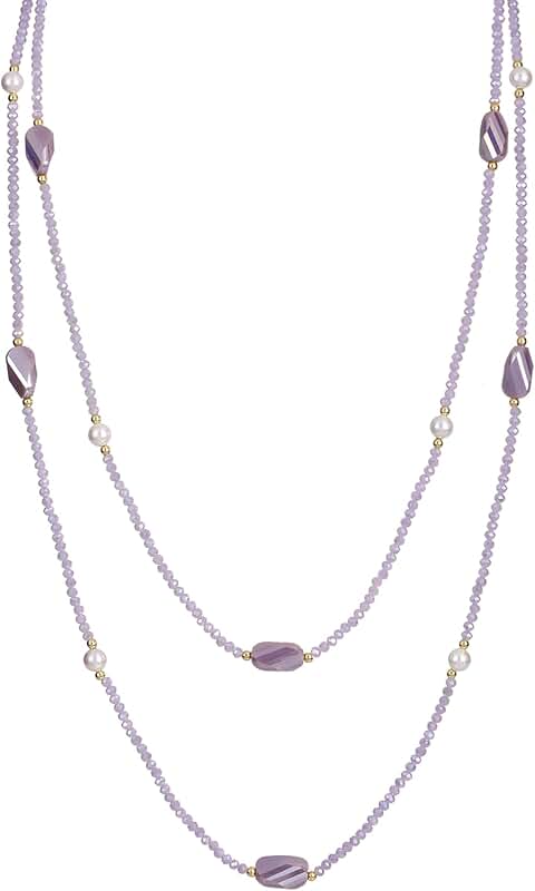 Dainty Reflective Glass Bead Long Necklace for Women