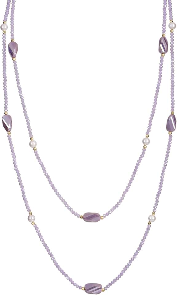 Dainty Reflective Glass Bead Long Necklace for Women