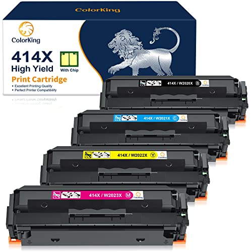 (with CHIP) Compatible Toner Cartridge Replacement for HP 414X W2020X 414A W2020A HP Color Pro MFP M479fdw M454dw M479fdn M454dn Toner Printer (High Yield, Black Cyan Yellow Magenta,4-Pack)