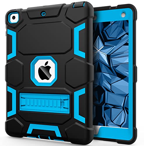 iPad 6th/5th Generation Case with Kickstand, Shockproof, Black and Sky Blue
