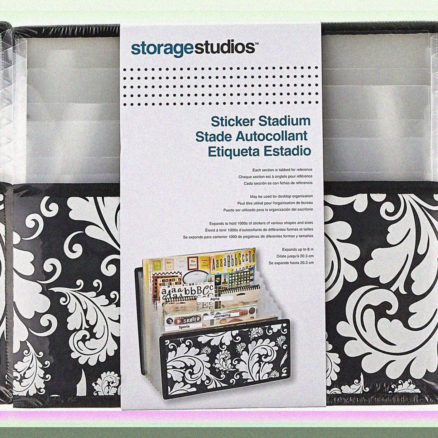 Storage Stadium Organizer Black and White 11.25 x 8 x 13.375 Inches