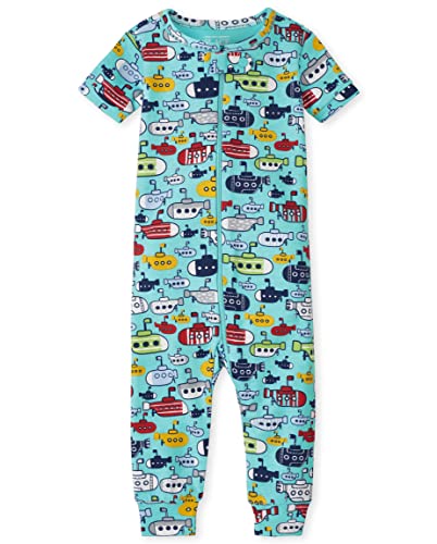 The Children s  Single Baby Toddler Boys Snug Fit 100  Cotton Zip-Front One Piece Footed Pajama, Submarine, 3-6 Months