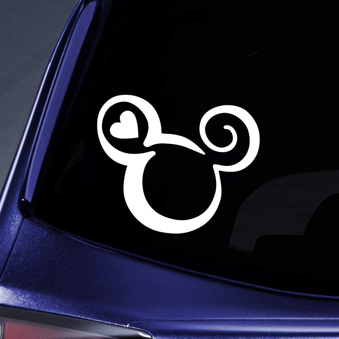 White mouse head heart outline sticker for notebooks and laptops