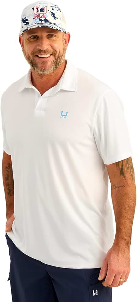 Men's Ocean Blue Polo Shirt with Sun Protection, 3X-Large