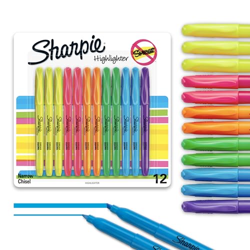 12 Fluorescent Chisel Tip Pocket Highlighters