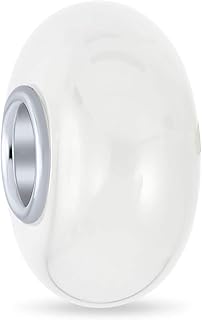 Plain opaque Murano glass spacer bead for charm bracelets