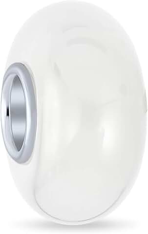 Plain opaque Murano glass spacer bead for charm bracelets