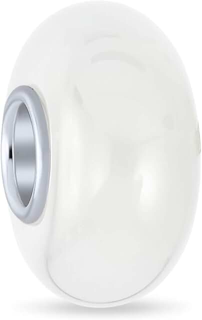 Plain opaque Murano glass spacer bead for charm bracelets