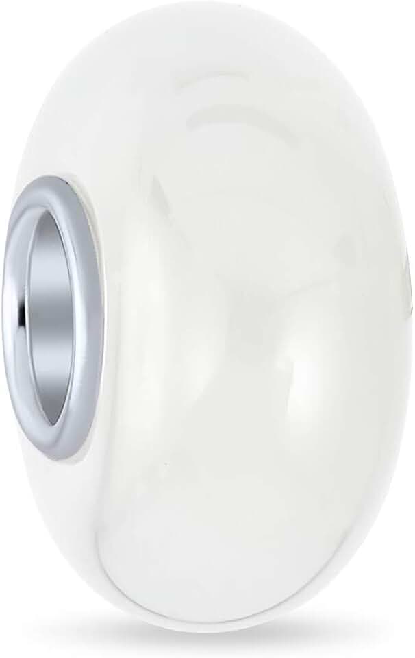 Plain opaque Murano glass spacer bead for charm bracelets