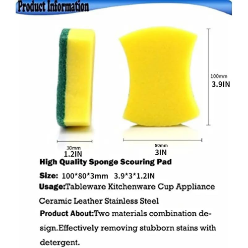 MODAIO-10pcs Kitchen Cleaning Sponge, Cutlery Eco-Friendly Anti-Scratch, Scrub Sponge