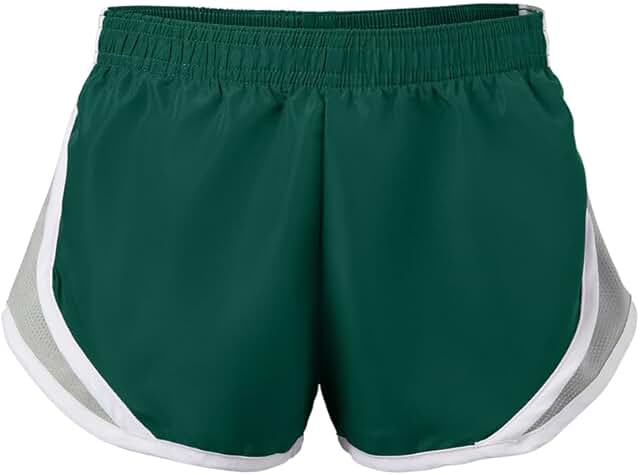 Green polyester shorts with mesh contrast for juniors