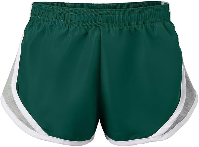 Green polyester shorts with mesh contrast for juniors