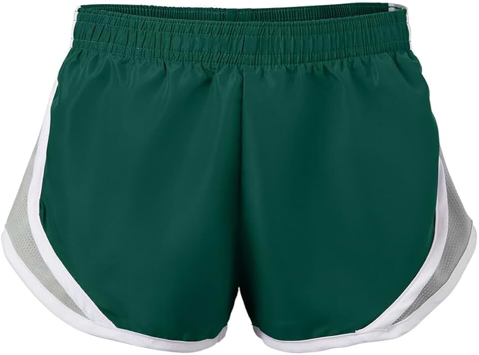 Green polyester shorts with mesh contrast for juniors