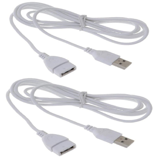 Two 5ft White USB 2.0 Male to Female Extension Cables
