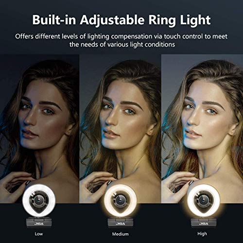2021 FHD 1080P Webcam with Microphone and Dimable Ring Light, Plug and Play Web Camera,Privacy Protection Streaming Webcam for Video conferencing on PC Desktop,Zoom Skype YouTube Facebook