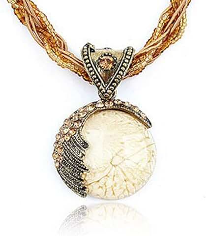 Vintage Bohemian Turquoise Rhinestone Pendant Necklace