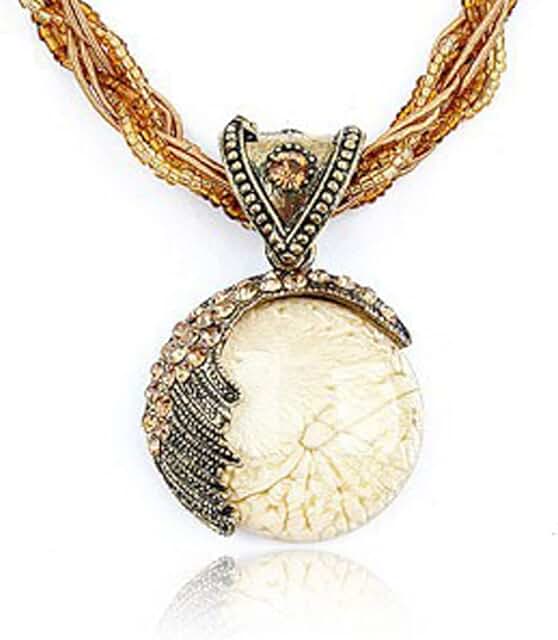 Vintage Bohemian Turquoise Rhinestone Pendant Necklace