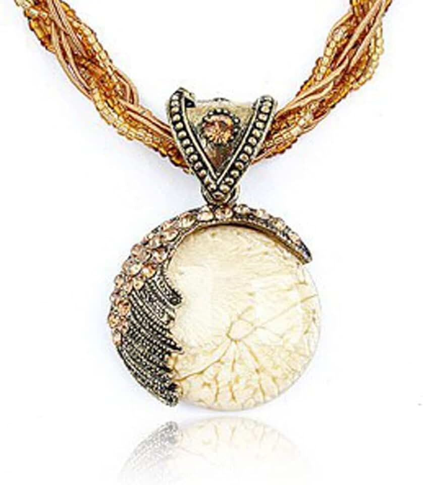 Vintage Bohemian Turquoise Rhinestone Pendant Necklace