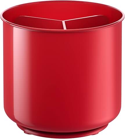 Large Red Rotating Utensil Holder with No-Tip Base
