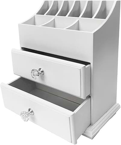 White Wood Organizer for Makeup and Accessories