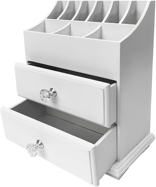 White Wood Organizer for Makeup and Accessories
