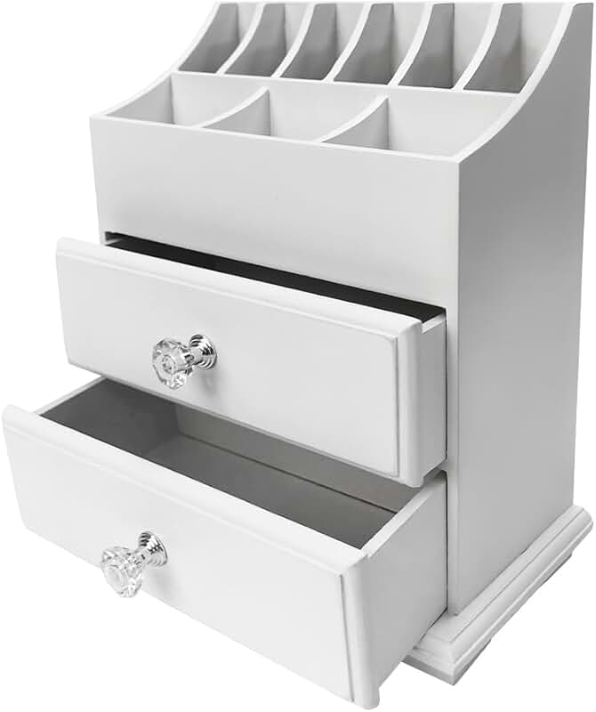 White Wood Organizer for Makeup and Accessories