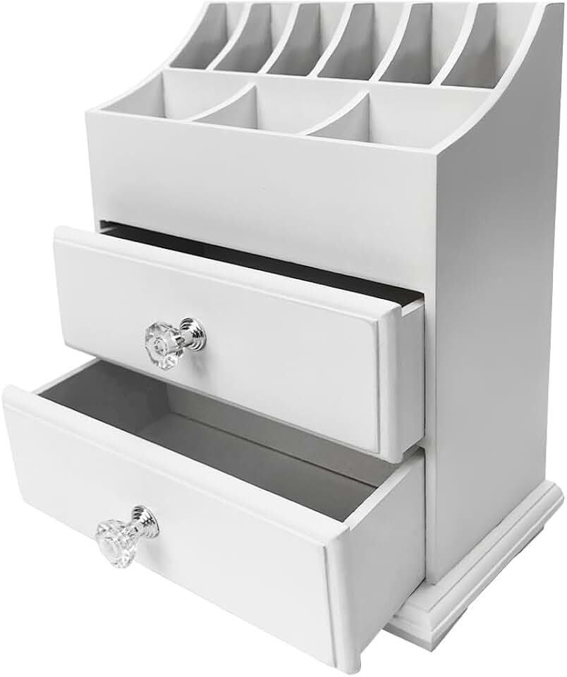 White Wood Organizer for Makeup and Accessories