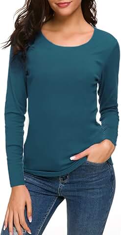 Women's Long Sleeve Scoop Neck Cotton T-Shirt