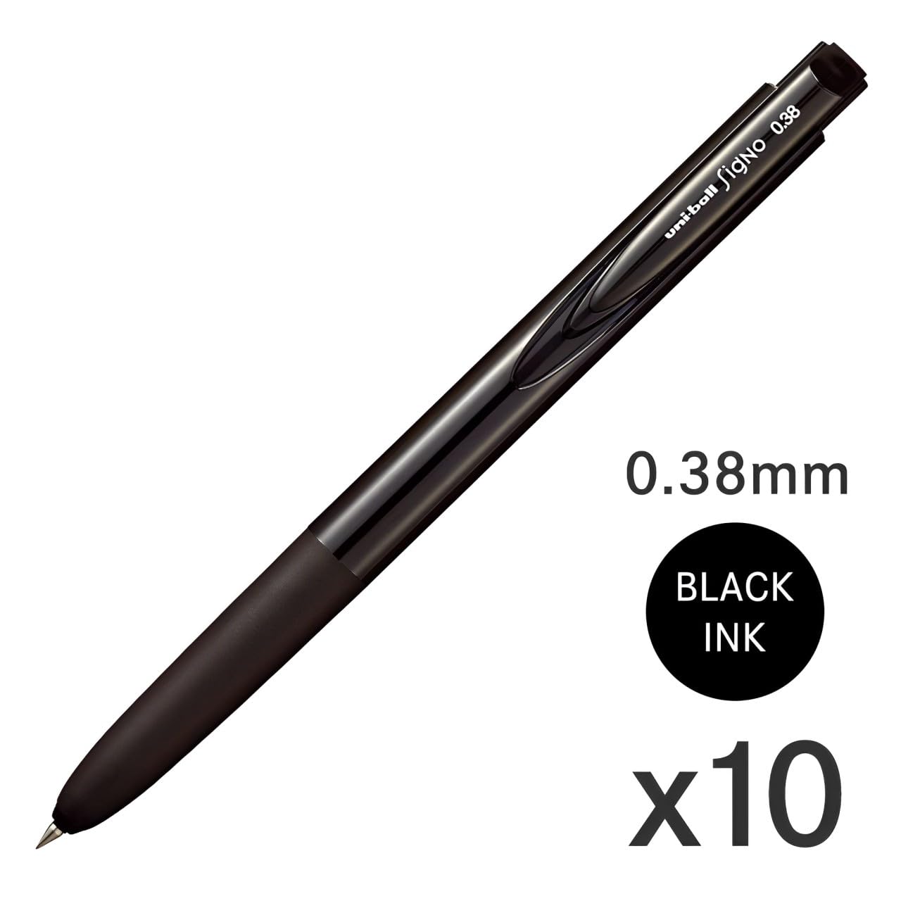 Black 0.38 mm pencils, pack of 10