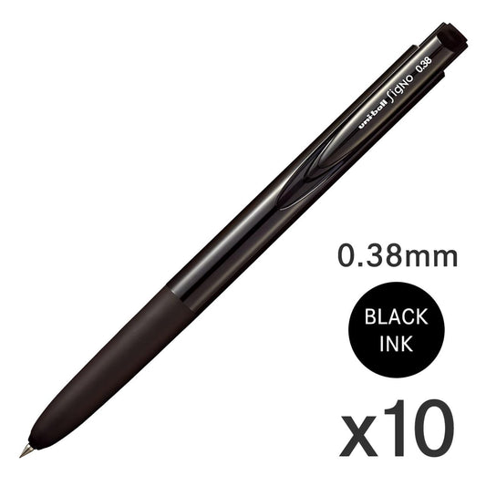 Black 0.38 mm pencils, pack of 10