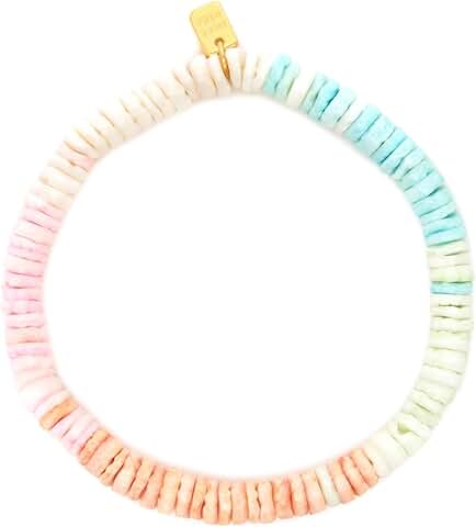 Pastel Puka Shell Bead Stretch Bracelet for Women