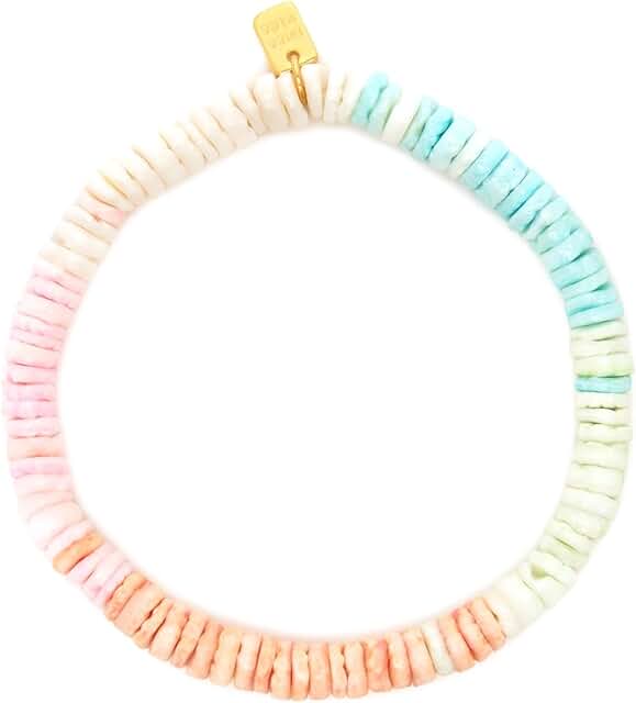 Pastel Puka Shell Bead Stretch Bracelet for Women