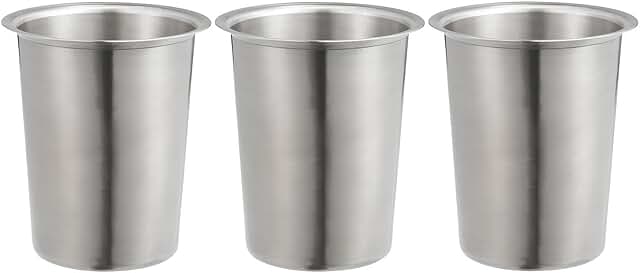 Set of Three 5-Inch Stainless Steel Utensil Organizer Cups