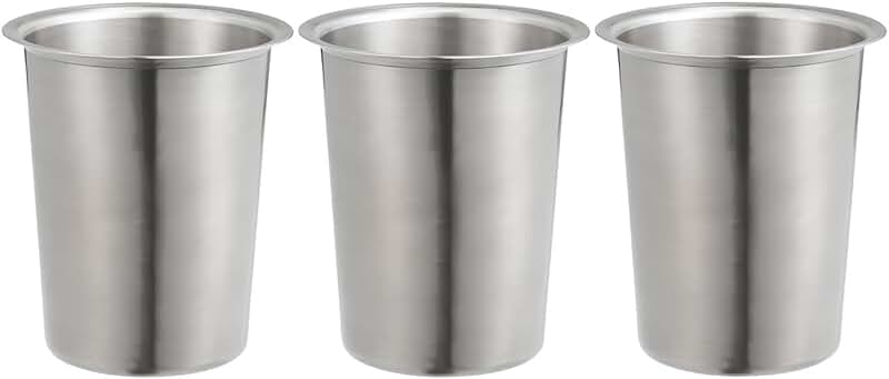 Set of Three 5-Inch Stainless Steel Utensil Organizer Cups