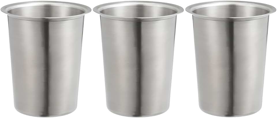 Set of Three 5-Inch Stainless Steel Utensil Organizer Cups