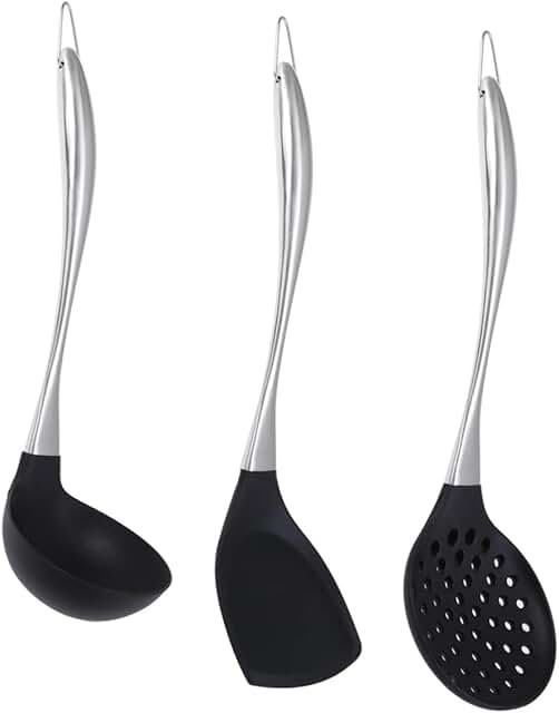 Set of 3 Silicone Cooking Utensils for Non-stick Cookware
