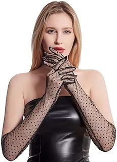 Black lace sheer gloves for evening and party wear