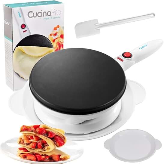 Cordless Crepe Maker with Recipe Guide and Accessories